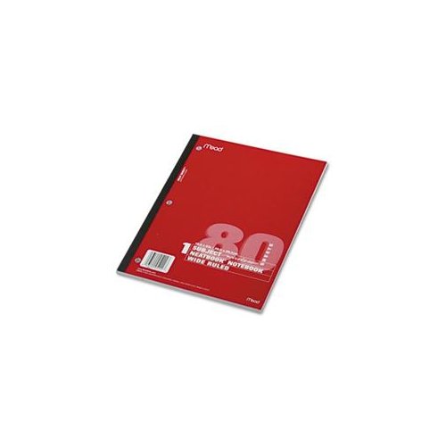 Mead 05222 1-Subject Wireless Notebook 80 Sheets Wide Ruled 8x10.5