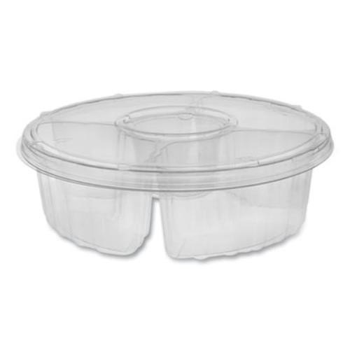 Pactive 1064DP4CLRL Dip Cup Platter, 4-compartment, 10" Dia, 64 Oz, Clear, - Picture 1 of 1