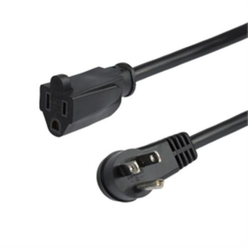 StarTech 3 ft Flat Extension Cord - NEMA 5-15R to NEMA Right-Angle 5-15P Power