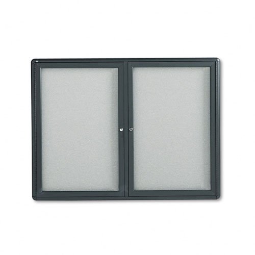Доска объявлений Quartet® Закрытая радиусной тканью, 4 x 3, 2 дверцы, Графит