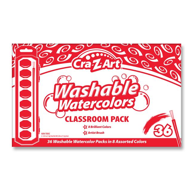 CraZ Art 24011 Washable Watercolor Kit Class Pack, 8 Assorted Colors, 1 Oz - Afbeelding 1 van 1
