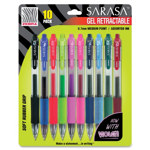 Zebra Pen Sarasa X20 Retractable Gel Ink Pens, Medium Point 0.7mm, Black  Rapid Dry Ink, 4 Pack (Packaging may vary)