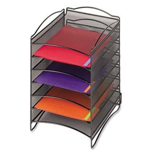 Safco 9431BL Mesh Desktop Organizer 6 Compartment Black Steel