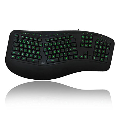 Adesso Tru-form 150 - 3-color Illuminated Ergonomic Keyboard