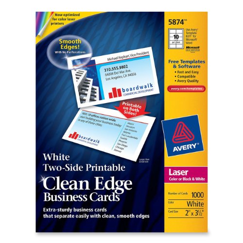 Avery Dennison AVE5874 Clean Edge Business Cards 1000 White