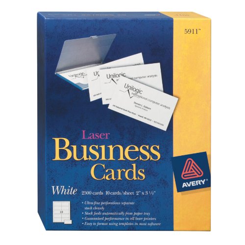 Avery Dennison AVE5911 Business Cards 2" x 3.5" 2500/Box White