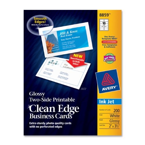 Avery Dennison AVE8859 Clean Edge Business Cards 200 Pack Glossy