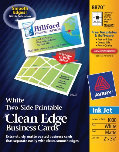 Avery Dennison AVE8870 Business Cards 2"x3.5" Matte 1000/Box