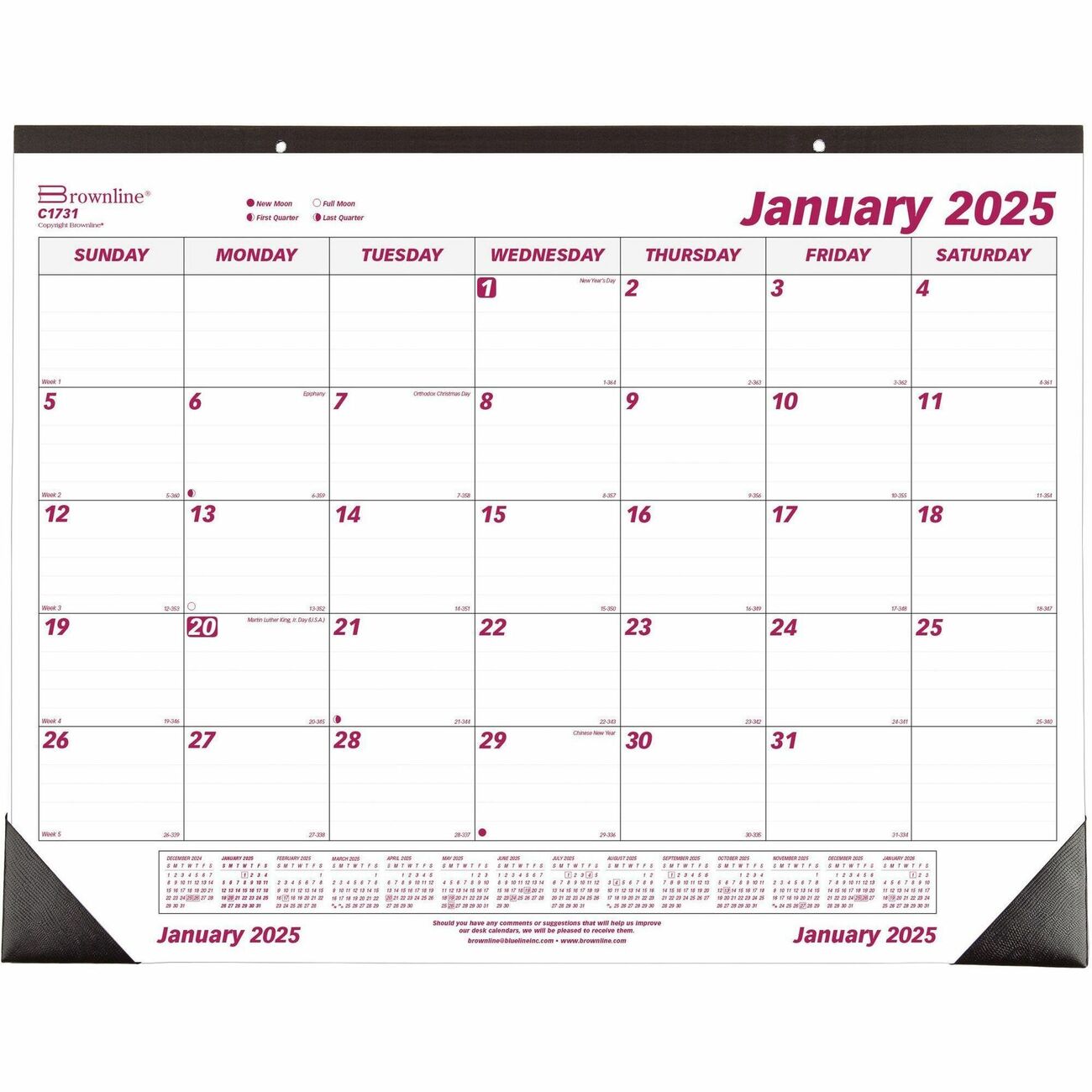 Brownline professioneller monatlicher Schreibtisch-/Wandkalender (um 1731)