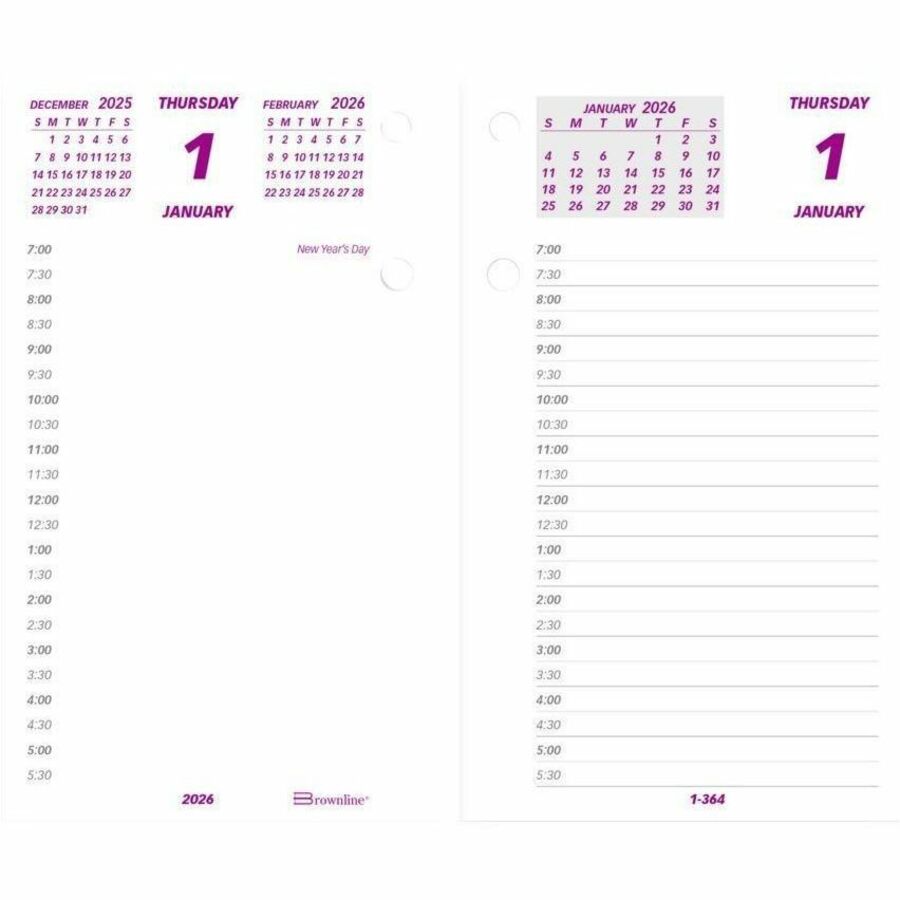 Repuesto de almohadilla de calendario diario Brownline 6" x 3-1/2", inglés (c2r)