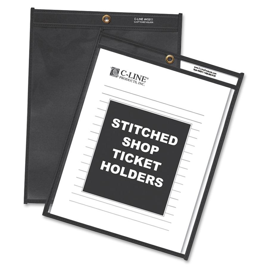 C-Line Products CLI45912 Stitched Shop Ticket Holders 9x12 Clear/Black