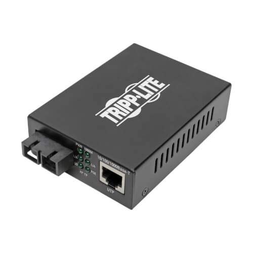 Tripp Lite SC Singlemode Fiber to Gbe Media Converter POE+ 10/100/1000 20KM