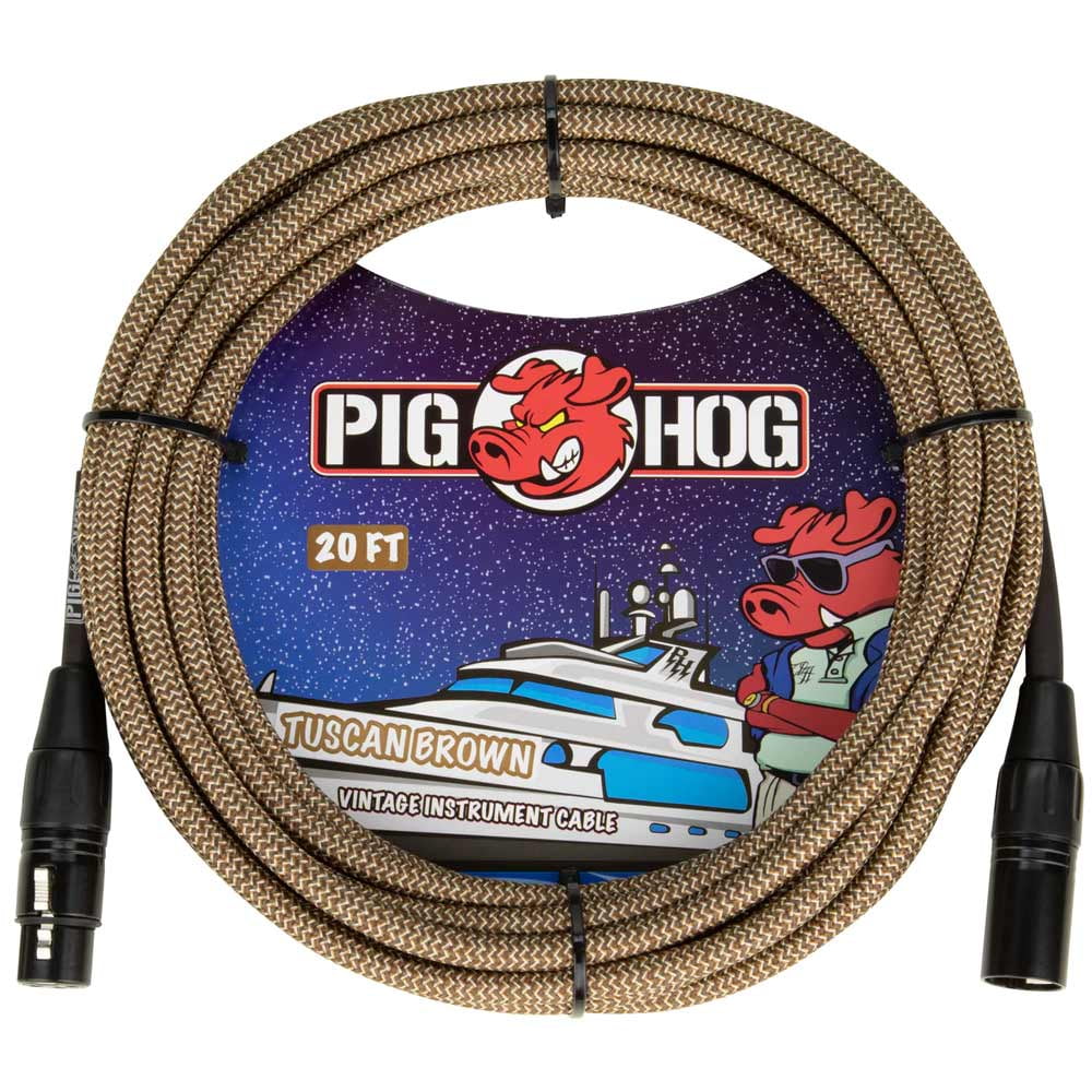 Pig Hog PHM20TBR 20' Vintage Microphone Cable Brown