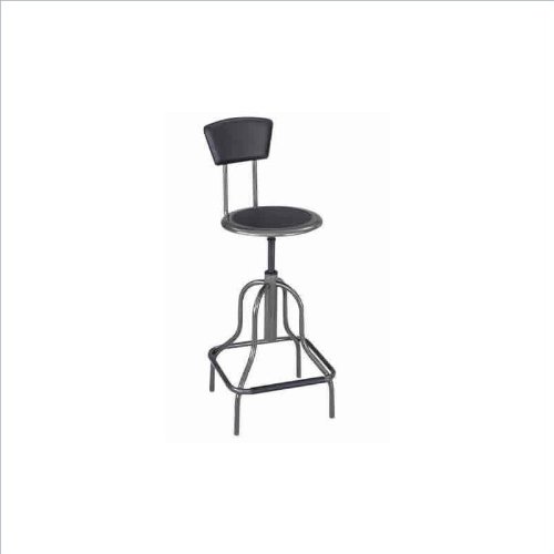 Safco SAF6664 Diesel High Base Stool Black Leather Pewter Frame