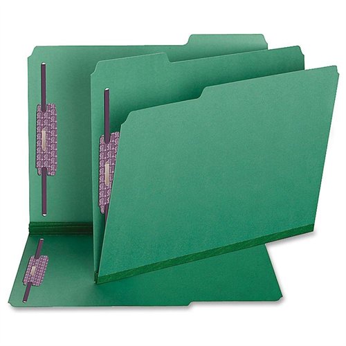 Smead 14938 Green Colored Pressboard Fastener File Folders With ...