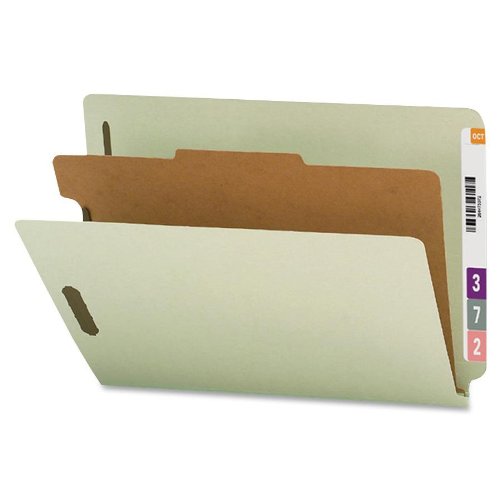 Carpetas de clasificación de tablero prensado con protector de seguridad Smead 26800 gris/verde con pestaña final - Imagen 1 de 12