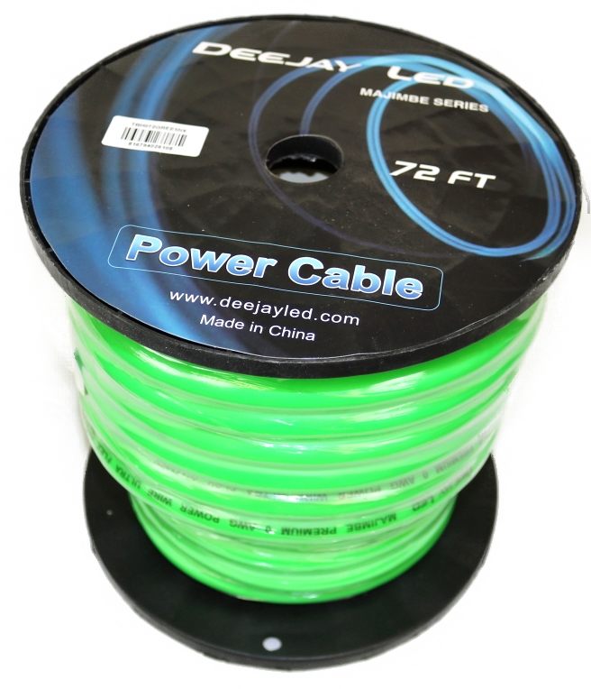 Deejay LED TBH072GREENMIX 72ft 0 Gauge Power Cable Green