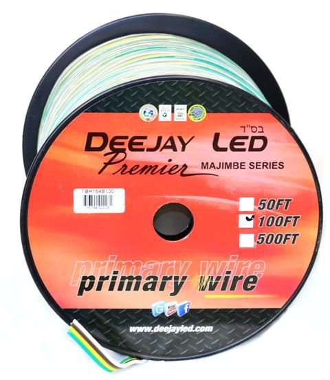 Deejay LED TBH164B100 16ga 100ft Y/b/g/w Primary Wire