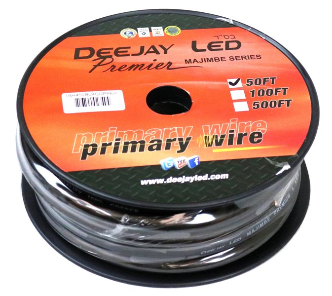 Deejay LED TBH450BLKCOPPER 4 Gauge 50ft Blk Pure Copper