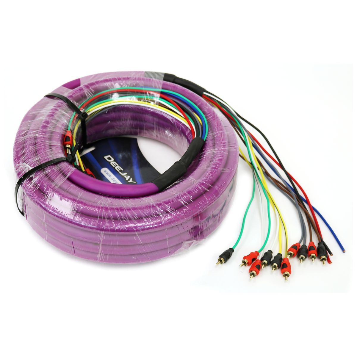 Deejay LED TBHMED52PURPLE Purple 52ft 10rca 3 Power Copp