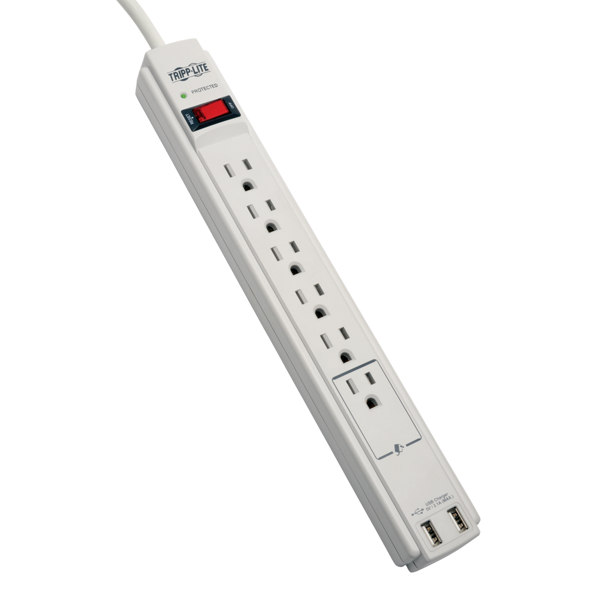 Сетевой фильтр Tripp Lite Power Strip 120 В USB с 6 розетками и 6 шнурами питания 990 Джоулей