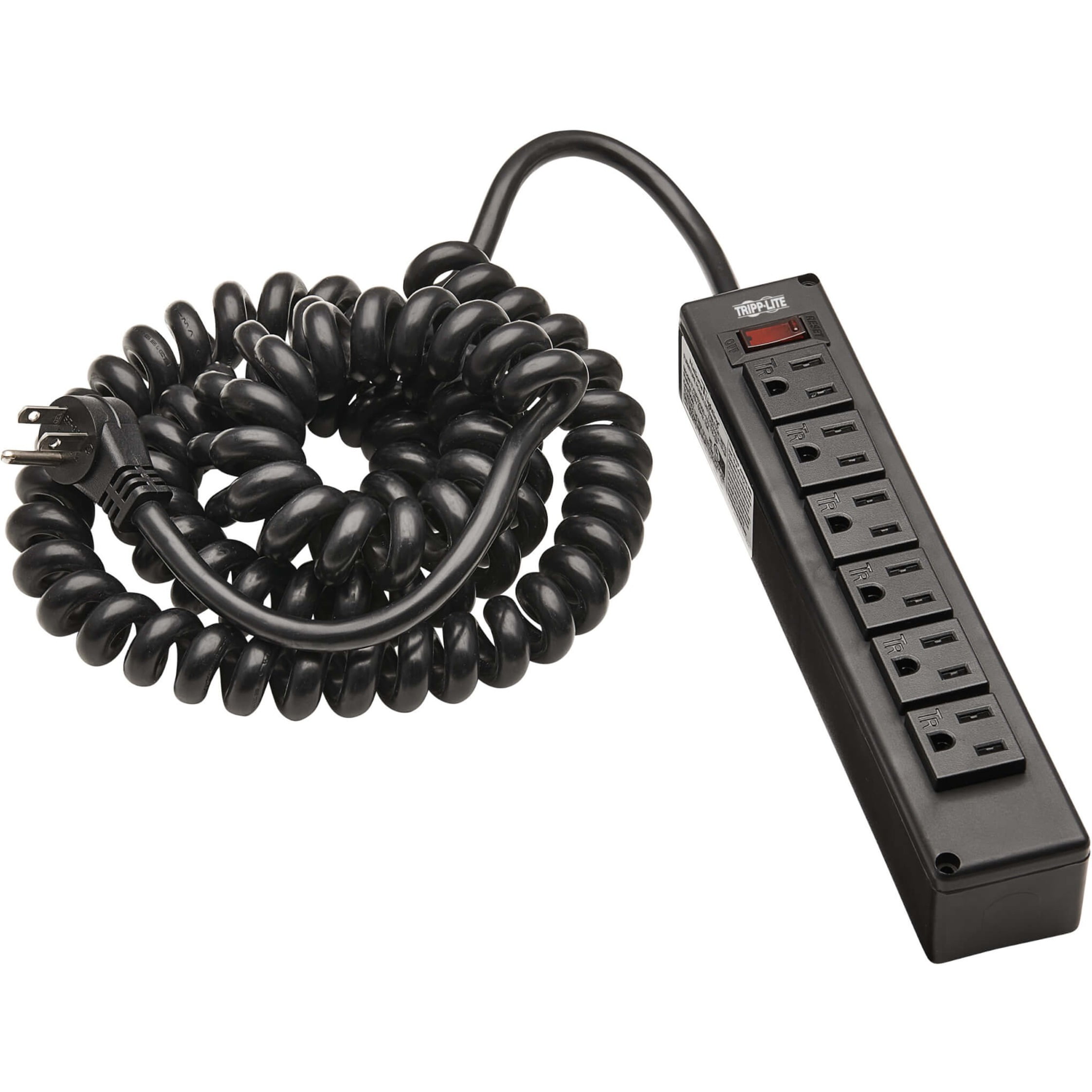 Сетевой фильтр Tripp Lite Safe-IT с 6 розетками - 10 футов Спиральный шнур вилка 5-15P 26590₽