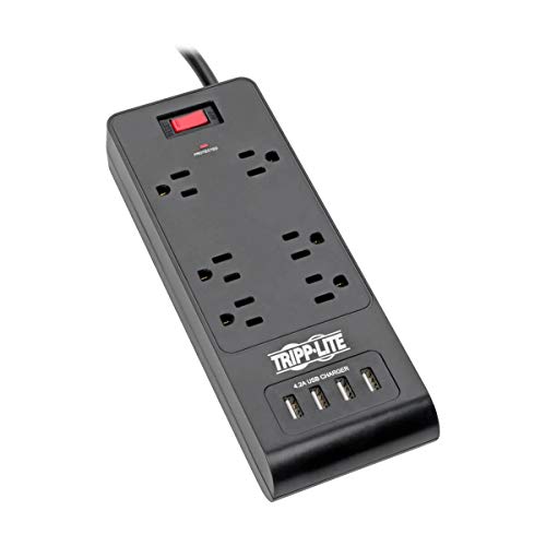 Сетевой фильтр Tripp Lite Power Strip с 6 розетками, 4 USB-портами и 6-футовым шнуром Черный
