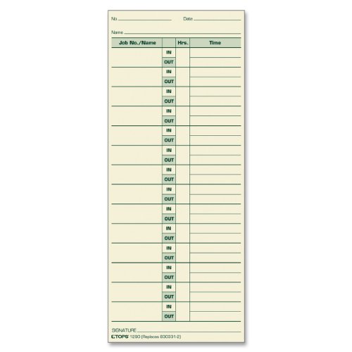 TOPS 1290 Business Forms Job Cards for Pyramid Model 1000 Electric Time ...