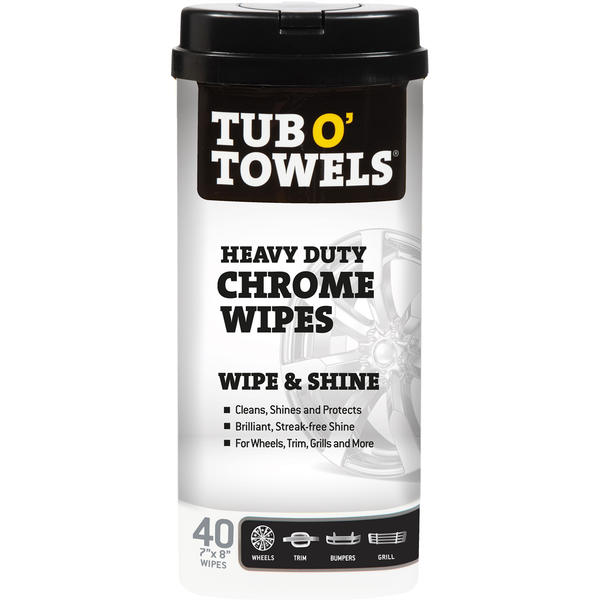 Tub O' Towels TW40-CHR Heavy Duty Chrome Wipes, 40 Count (tw40chr) - Afbeelding 1 van 1
