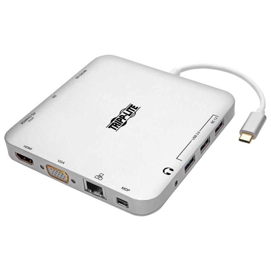 Док-станция Tripp Lite USB C с USB-концентратором mDP HDMI VGA GbE для зарядки PD 4K,