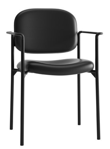 W/ Arms - Leather - Back - Black Frame - 23.3"